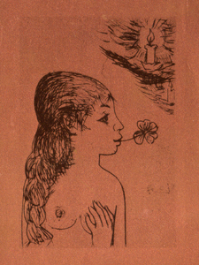 Carte de vœux sur carton cuivré d'aprés une gravure, copyright Edition Jean Spinatsch 1975